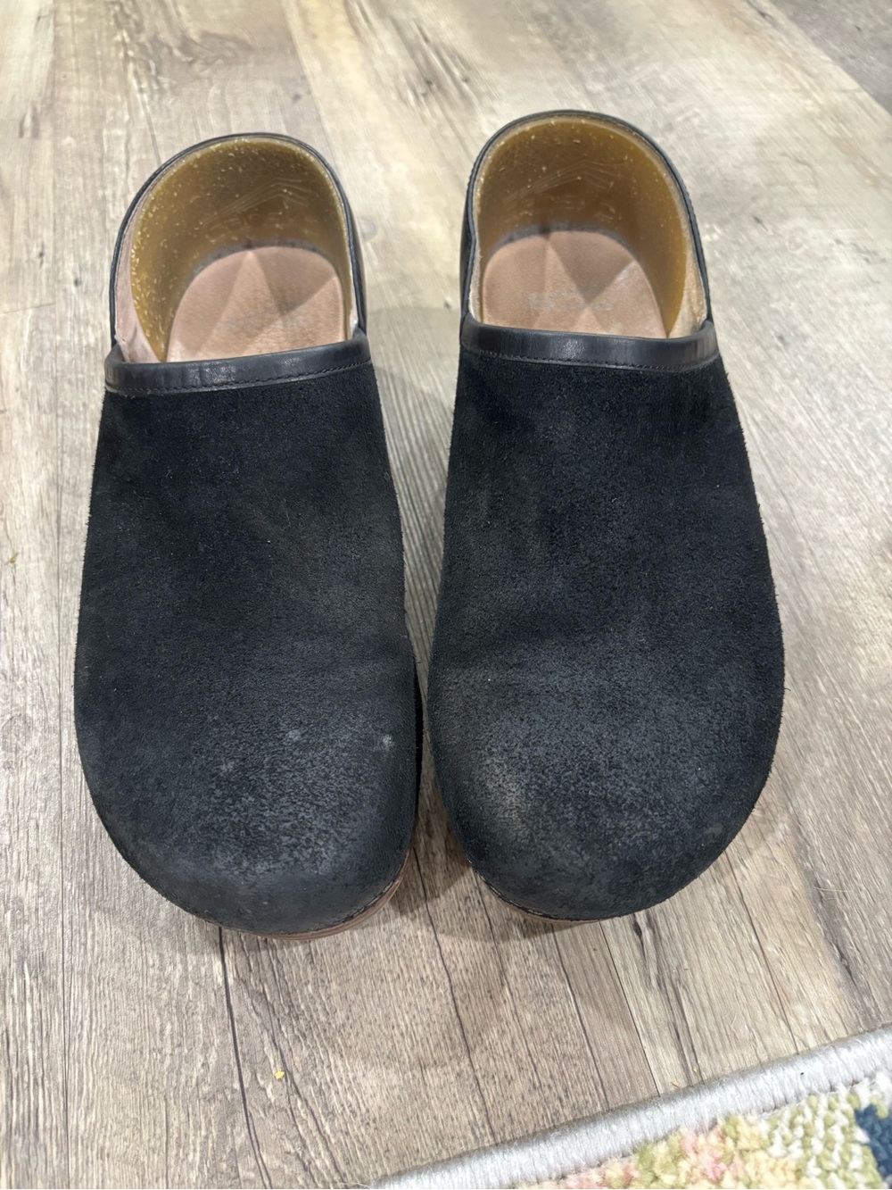 Dansko Black Suede Slip-On Clogs